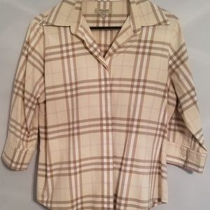 Burberry 3/4 sleeve Tartan Blouse